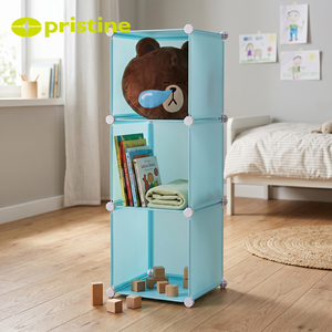 Modern Cube <b>Storage</b> Organizer 3 Layer Fabric Toy <b>Box</b> <b>Blue</b> Stacking Design for Kids Room Organization - Product Image 5