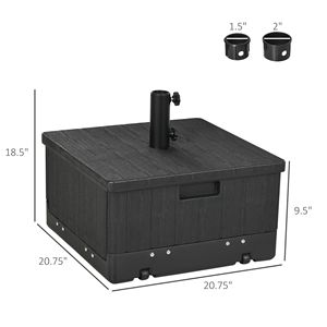 Supporto per Ombrellone da Esterno 3-in-1 con Tavolino, Fioriera e Drenaggio, Telaio in Acciaio e Ruote con Maniglie - Product Image 3