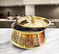 Meilleur ensemble de casseroles en laiton Thermosteel fait main avec élégante mallette isotherme, lot de 3 pour la cuisine et le service de buffet