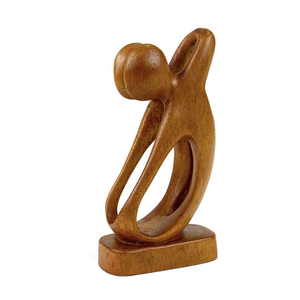 Pequeña Estatua de Madera, Figura Abstracta de Pareja Abrazándose, Escultura Humana Hecha a Mano en Bali, Decoración Romántica para el Hogar - Product Image 1
