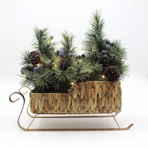 Santa sleigh <b>basket</b> christmas sleighs centerpiece for table <b>display</b> water hyacinth storage <b>baskets</b> - Product Image 4