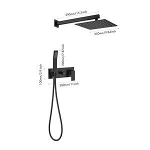 Set Doccia di Lusso in Ottone Nero Opaco da 10 Pollici con Soffione a Pioggia e Doccetta, Miscelatore per Bagno di Alta Gamma - Product Image 2