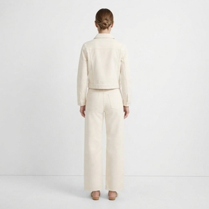 Conjunto de Chaqueta Vaquera Crema y Jeans de Pierna Ancha para Mujer, Conjunto Casual de Dos Piezas, Atuendo Vaquero a la Moda, Ropa Urbana - Product Image 2