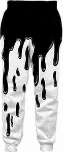 Men's Black <b>White</b> Dripping Print Sweatpants Elastic Waist Drawstring Casual <b>Joggers</b> Midweight Polyester Autumn Wear - Product Image 5
