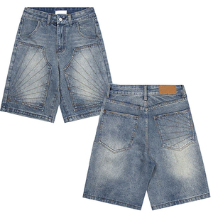 Pantalones Cortos de Mezclilla para Hombre, Estilo Baggy de Cintura Media, Lavados, 100% Algodón, Color Sólido, Casuales - Product Image 6