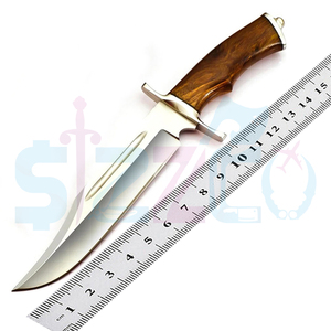 Cuchillo Bowie de Caza de Hoja Fija de Acero D2 Hecho a Mano con Mango de Madera y Funda de Cuero, Regalo Ideal - Product Image 2