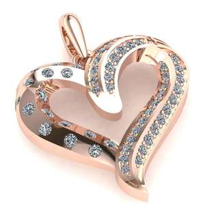 Collier pendentif en forme de cœur tourbillonnant en argent sterling 925 plaqué or avec diamant cultivé en laboratoire pour femmes, bijoux fins de luxe, cadeau - Product Image 1