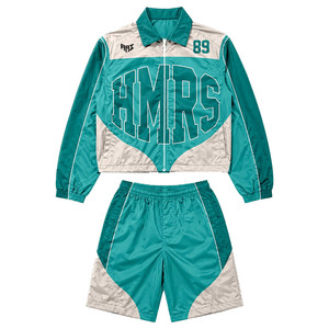 Trendy Custom High Quality Print Thermal Summer Solid Windbreaker Two Piece Nylon Reflective Tracksuit Shorts Set & Men Hoodies - Product Image 6