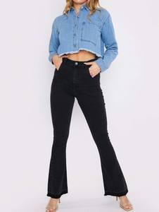 กางเกงยีนส์ทรงตรงเอวสูงแบบเซ็กซี่ ระบายอากาศได้ดี ซักได้ สำหรับผู้หญิง (แบบสั่งทำพิเศษ) - Product Image 5