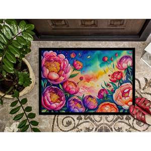 Peonies in Color Non-Slip <b>Doormat</b> 24H X 36W Indoor Outdoor Entryway Rug Washable Low Pile Front Door Mat - Product Image 3