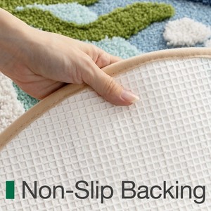 Tapis de bain ovale en chenille, motif vie marine côtière, avec envers antidérapant en caoutchouc, épais et tufté, pour usage domestique, tailles personnalisées disponibles - Product Image 3