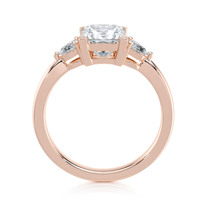 Bague de fiançailles à trois pierres en diamant de laboratoire taille princesse 1,70 CTW en or 14K plaqué rhodium certifiée IGI – Cadeau de luxe pour anniversaire - Product Image 4