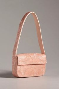 Sac à bandoulière en toile beige à motif tournesol rouge avec perles de verre, sac de soirée pour femme, sac à rabat, sacoche - Product Image 2