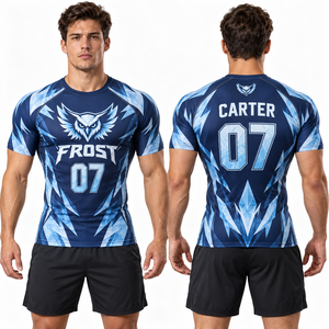 <b>Raglan</b> Compression Shirt Custom Team Logo Polyester Spandex Sports <b>Top</b> OEM Factory Sportswear Teamwear Fitness Practice Gym Wear - Product Image 1