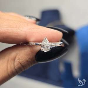 Pear Cut Lab Grown Diamond 1 Carat <b>Solitaire</b> Engagement <b>Ring</b> IGI Certified 10k White Gold Minimalist Bridal Wedding Anniversary - Product Image 6