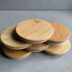 Ensemble de couvercles ronds en bois modernes et réutilisables en bambou pour bocaux et contenants - Product Image 6
