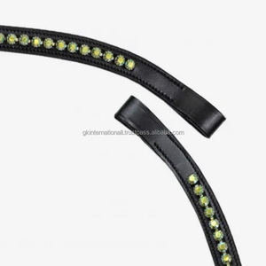 Banda de cejas ligera de alta calidad para deportes Nuevo diseño Bandas de cejas ecuestres a base de cristal Todos los tamaños Cuero de costura elegante - Product Image 3
