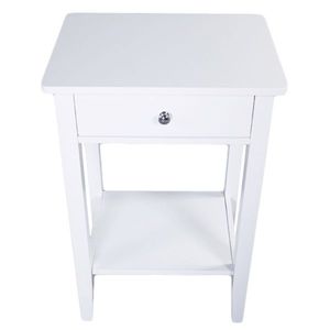 <b>White</b> Two-Tier <b>Bedside</b> Table Coffee Table with Drawer Elegant Nightstands Design - Product Image 4