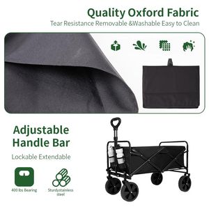 Carrello per vagoni pieghevoli per carichi pesanti di grande capacità per lo Shopping sportivo da spiaggia-carrello da campeggio portatile con facile riporre - Product Image 3