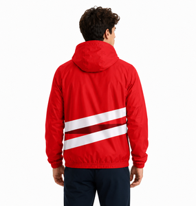 Custom <b>Men</b>’s Windbreaker Red <b>Jacket</b> Set Lightweight Hooded <b>Running</b> Sportswear Sublimation Training Jogging Tracksuit OEM - Product Image 2