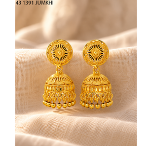 Wholesale Traditional Indian Gold Plated <b>Floral</b> Jhumka Earrings for Women Wedding Party Ethnic Drop <b>Jewellery</b> Manufacturer - Product Image 1
