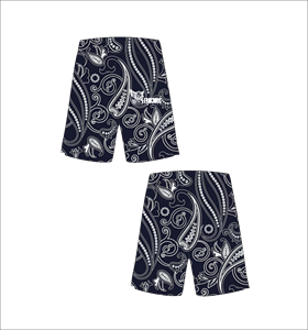 Shorts de basketball noirs personnalisés avec motif cachemire blanc, légers, respirants, en maille, pour l'entraînement sportif et le streetwear - Product Image 1