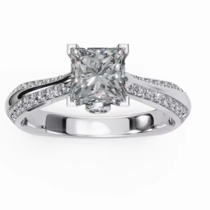 Anillo de Diamantes de Oro Sólido para Mujer en Oro Amarillo, Rosa y Blanco de 9KT, 14KT y 18KT, Diamante Genuino, Joyería Fina para Compromiso y Boda - Product Image 1