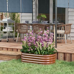 Fioriera in Metallo Zincato da 100 cm con Bordo di Sicurezza per Ortaggi - Kit per Giardino Marrone - Product Image 2