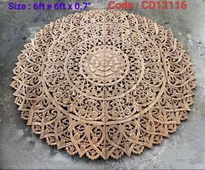 Panneaux muraux ronds en teck gravé de 6 pieds, 100 % faits à la main, haute résistance, écologiques, thème classique, DIY - Product Image 2