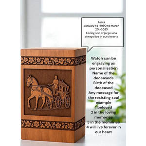 Urnes funéraires en bois abordables en gros pour les fournitures funéraires, urne en bois avec motif floral gravé, urne par AYAANS - Product Image 5
