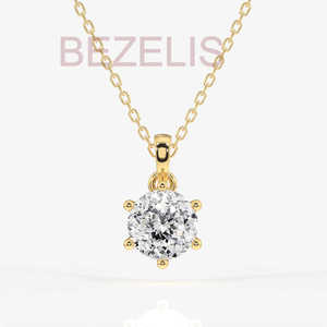 Colgante Solitario de Diamante CVD de Diseño, Piedra Redonda Cultivada en Laboratorio, Claridad VVS VS, Regalo de Lujo para Mujer, Cumpleaños - Product Image 2