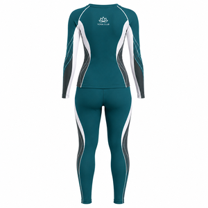 Yoga Club Women's Plus Size Long Sleeve Yoga Set Teal Breathable Quick Dry Medium Support Spandex/Polyester <b>Mesh</b> Activewear - Product Image 2
