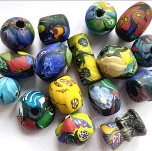 custom artisan glass trade <b>beads</b> abstract speckled tube round <b>beads</b> <b>direct</b> factory supply all africa ghana nigeria market - Product Image 1