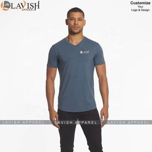 T-shirt col V 100% coton haute qualité pour homme, séchage rapide, logo personnalisable, motif solide, poids de 180 grammes, sérigraphie tricotée - Product Image 4