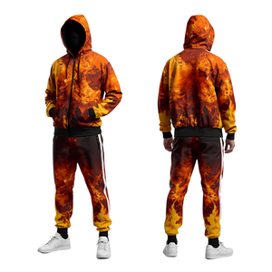 Survêtement streetwear pour homme, coupe ample, anti-rétrécissement, avec cordon de serrage, léger, à capuche, fermeture éclair intégrale, en polyester/coton de qualité supérieure - Product Image 2