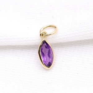 Pendentif en or 14 carats avec améthyste taille marquise certifiée GIA, collier de guérison pour fêtes, bijoux Reiki Chakra, pierre de naissance de février, vente en gros - Product Image 1