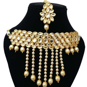 Gargantilla Clásica India para Mujer, para Boda, Compromiso, Aniversario, Fiesta, Verde, Tradicional, con Cristales, Kundan, Perlas de Imitación, Aleación Dorada, Regalo - Product Image 2