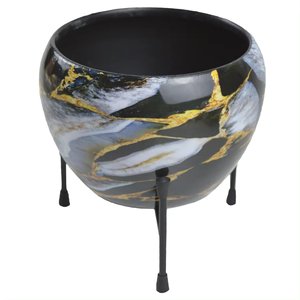 Excellent Design Metal White Wash Flower Planter With Black <b>Stand</b> for Home Entryway Garden Decorative Large Planters - Product Image 4