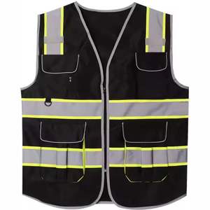 Gilets de sécurité réfléchissants haute visibilité modernes, 8 poches, fermeture éclair sur le devant, unisexe, vêtements de chantier, gilet de sécurité à vendre - Product Image 2