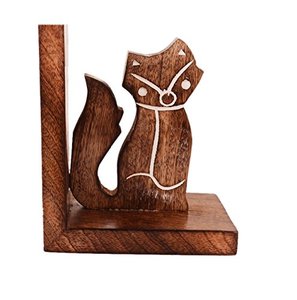 Porte-livres en bois sculpté à la main en forme d'éléphant, support décoratif pour livres, en bois massif, pour la maison, le bureau, la bibliothèque, la décoration d'étagères - Product Image 1
