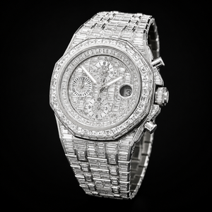 Iced Out Baguette Moissanite Diamond Chronograph Watch Full Iced Hip Hop Luxury <b>Men</b> Stainless Steel <b>Wristwatch</b> Gift - Product Image 2