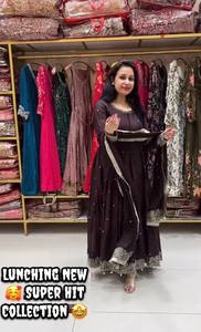 Vestido Anarkali Morado de Moda para Mujer, Diseño Moderno, Manga Larga, Hermoso Traje Indio Pakistaní de Georgette - Product Image 6