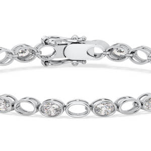 Moissanite Tennis Bracelet Silver Plated Oval Claw Setting Open Link Sparkling Unisex <b>Gift</b> for Anniversary Bridal GRA Certified - Product Image 4