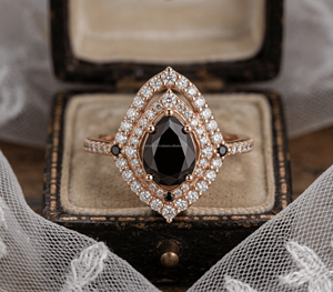 Anillo de Moda de Alta Calidad con Moissanita Negra Natural Mixta, Chapado en Plata de Ley sobre Latón, Joyería Impermeable al por Mayor - Product Image 2