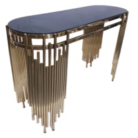 Table console moderne en acier inoxydable et marbre pour le salon, meubles personnalisables en termes de tailles et de finitions