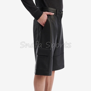 Men's 100%Leather made Men's <b>Shorts</b> Custom Logo Breathable New Design Quick Dry Men's Leather <b>Shorts</b> for Sale - Product Image 4