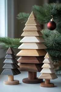 Juego de Adornos Navideños de Madera Románticos, Multicolores, Escalonados, para Mesa, Decoración Festiva, Duraderos y Ecológicos - Product Image 4