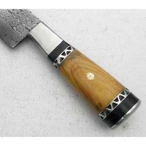 Couteau de chef artisanal en acier Damas de 13 pouces, fabriqué sur mesure par Ahmad Fabric, avec étui en cuir, manche élégant, personnalisable - Product Image 3