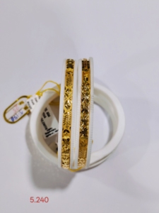 Bracelet tendance en or massif 22 carats avec coquille de conque blanche pour femme, bijoux de mariage traditionnels bengalis, ensemble Shakha authentique - Product Image 4