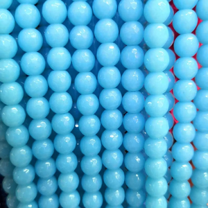 Cuentas de jade azul facetadas redondas de piedra natural para pulsera, fabricación de joyería DIY - Product Image 1